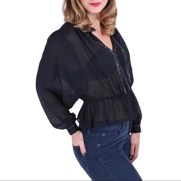 Free People Sheer Embellished Blouse - Picture 3 of 8